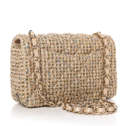 Chanel Tweed Quilted Mini Rectangular Flap Beige 3 of 11