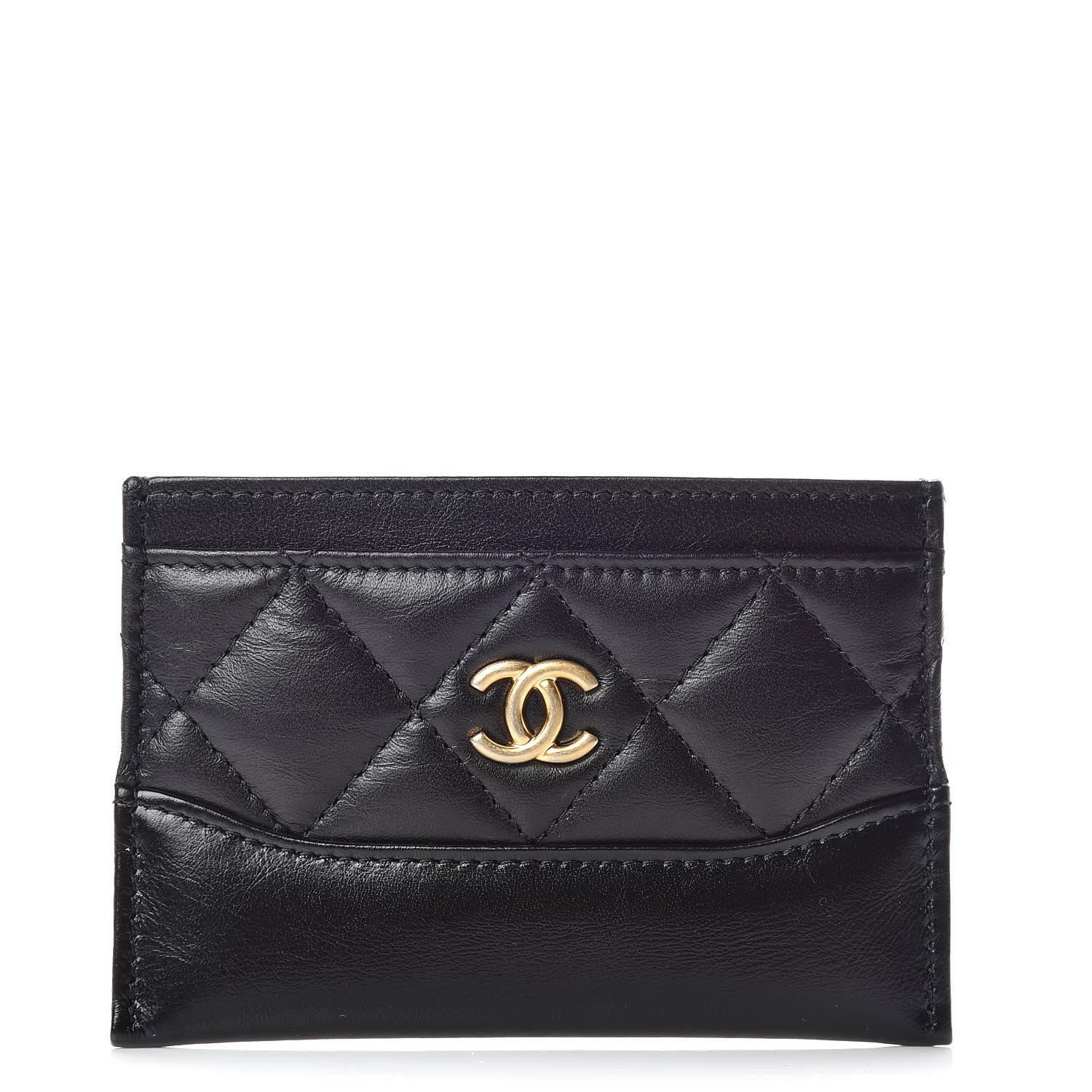 Chanel Aged Calfskin Quilted Gabrielle Card Holder Black 1 of 9