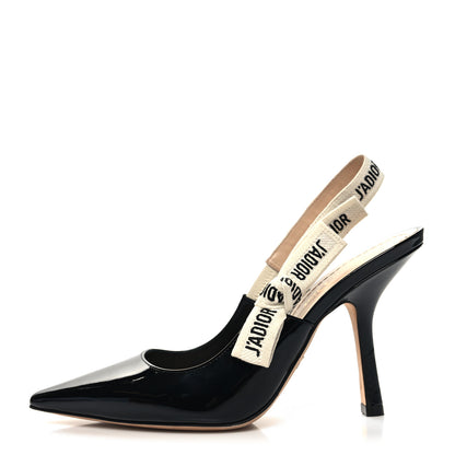 Christian Dior Patent Ribbon J'Adior Slingback 100mm Pumps 37.5 Black 1 of 9