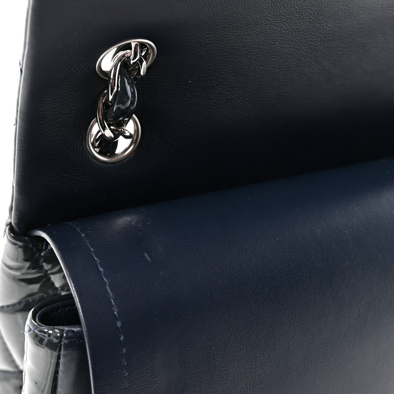 Chanel Patent Quilted Jumbo Double Flap Navy 11 of 11