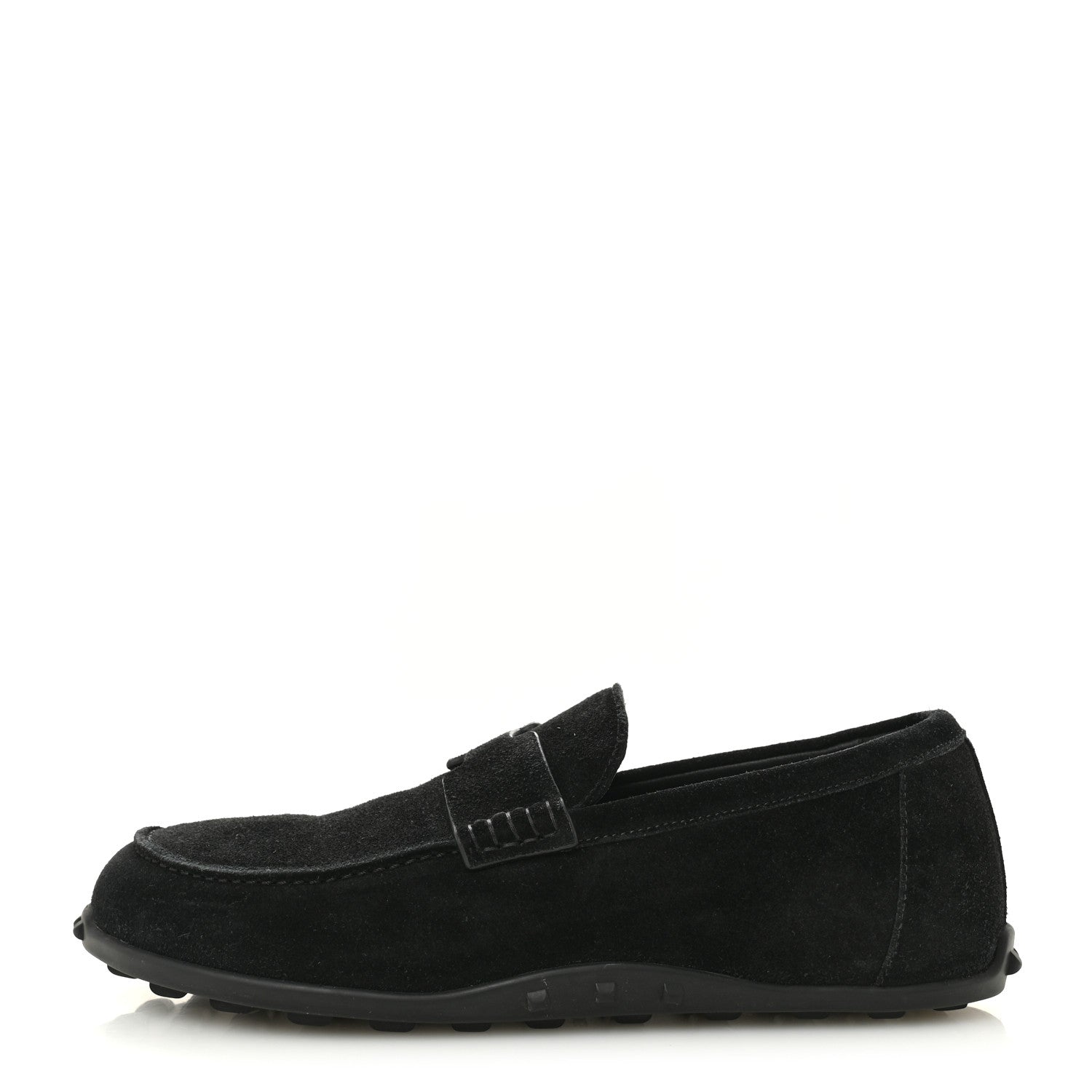 Hermes Suede Calfskin Womens Lazy Loafers 41 Black 1 of 10