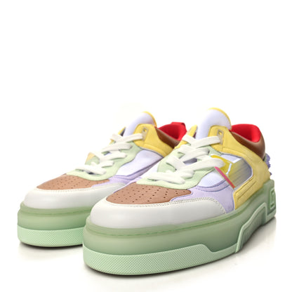 Christian Louboutin Calfskin Suede Spike Mens Astroloubi Flat Low Top Sneakers 45.5 Studio Green Lilac 3 of 7