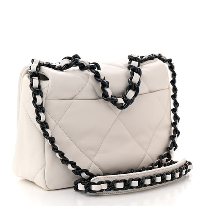 Chanel Glossy Calfskin Quilted Medium Chanel 19 Flap White Black 3 of 10