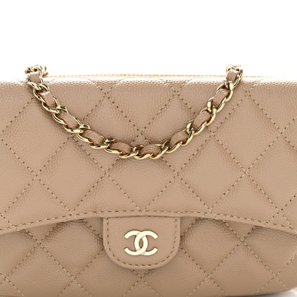 Chanel Caviar Quilted Flap Phone Holder With Chain Beige 10 of 13