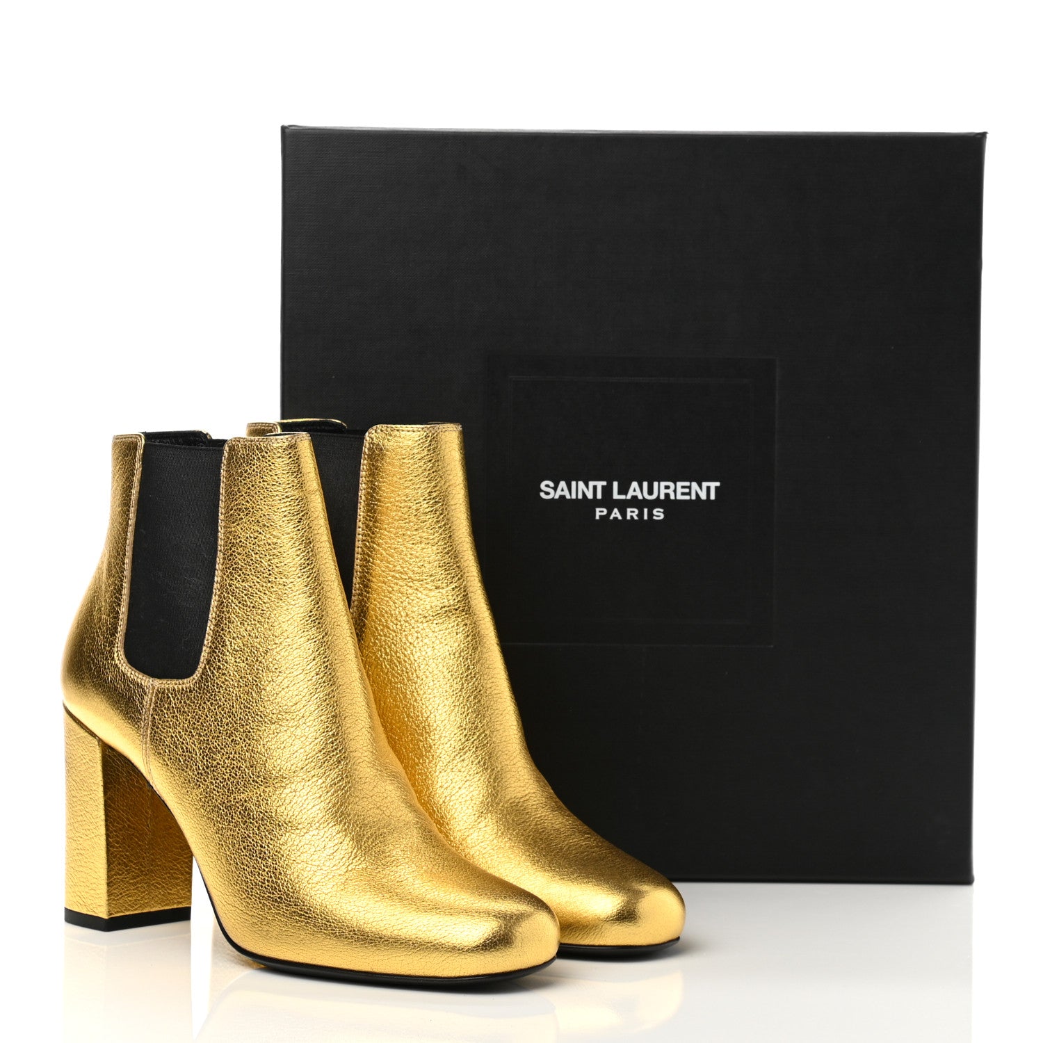 Saint Laurent Metallic Cracked Loulou Pin Booties 37.5 Copper 9 of 9