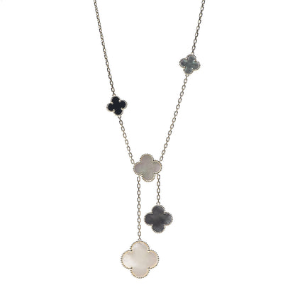Van Cleef & Arpels 18K Yellow Gold Mother of Pearl Onyx 6 Motifs Magic Alhambra Necklace 1 of 7