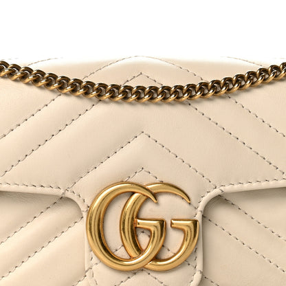 Gucci Calfskin Matelasse Super Mini GG Marmont Shoulder Bag White 7 of 12