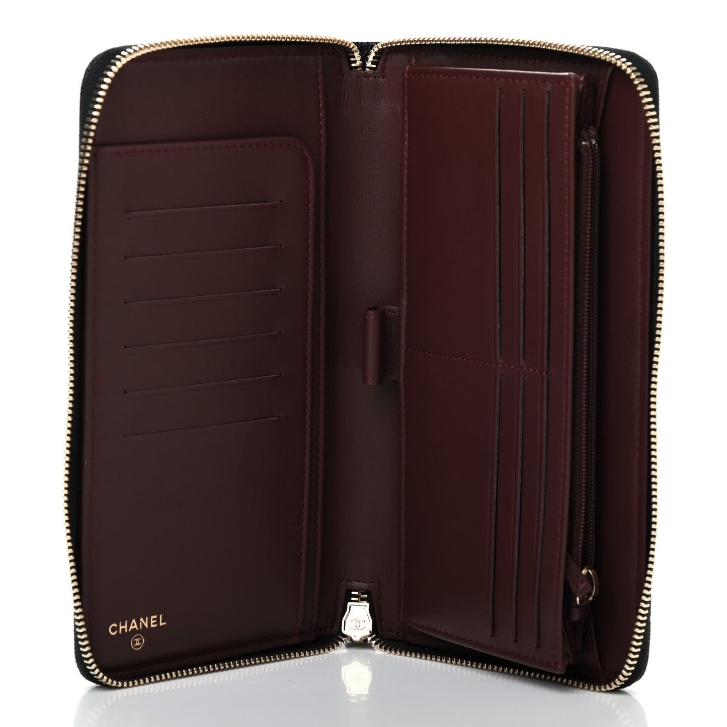 Caviar Quilted Large Zip Around Organizer Wallet Black