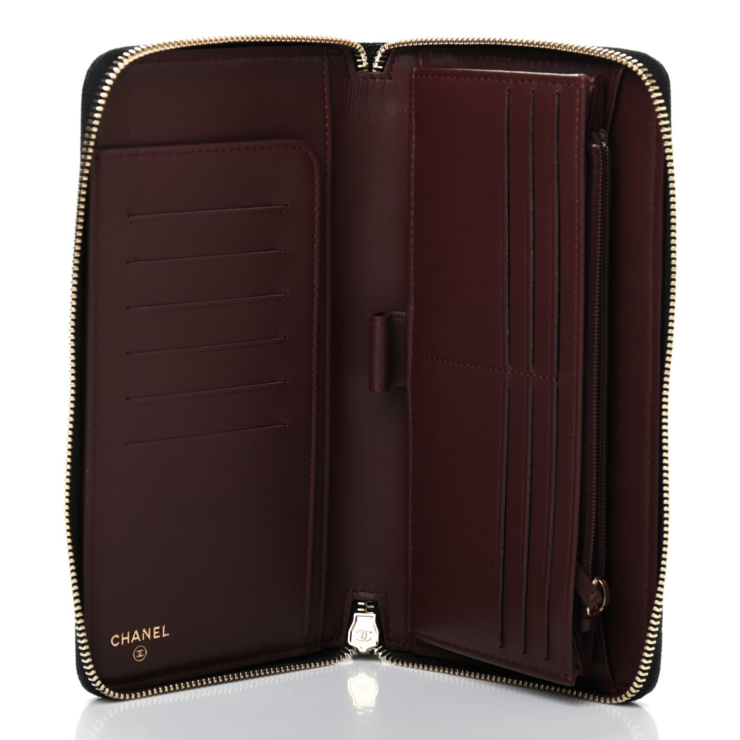 Chanel Caviar Quilted Large Zip Around Organizer Wallet Black 4 of 7