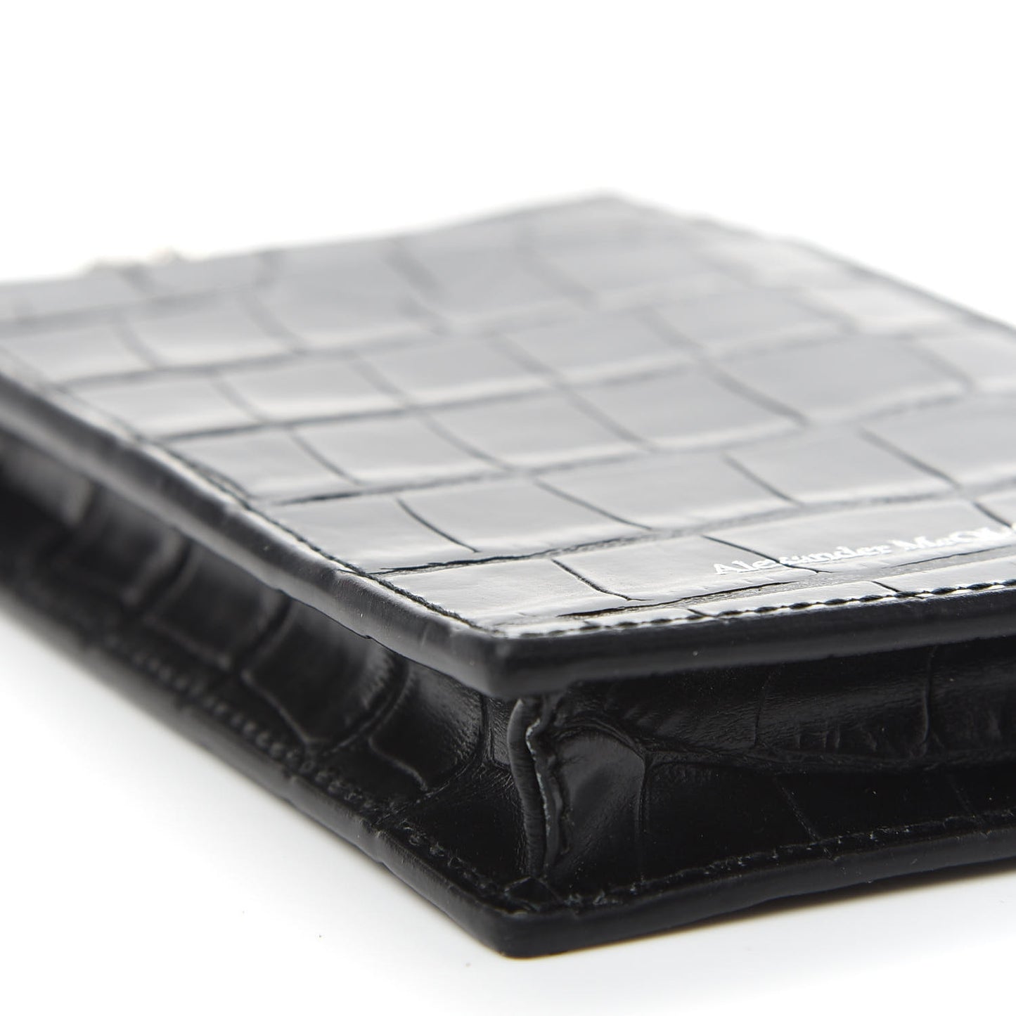 Crocodile Embossed Chain Phone Case Black