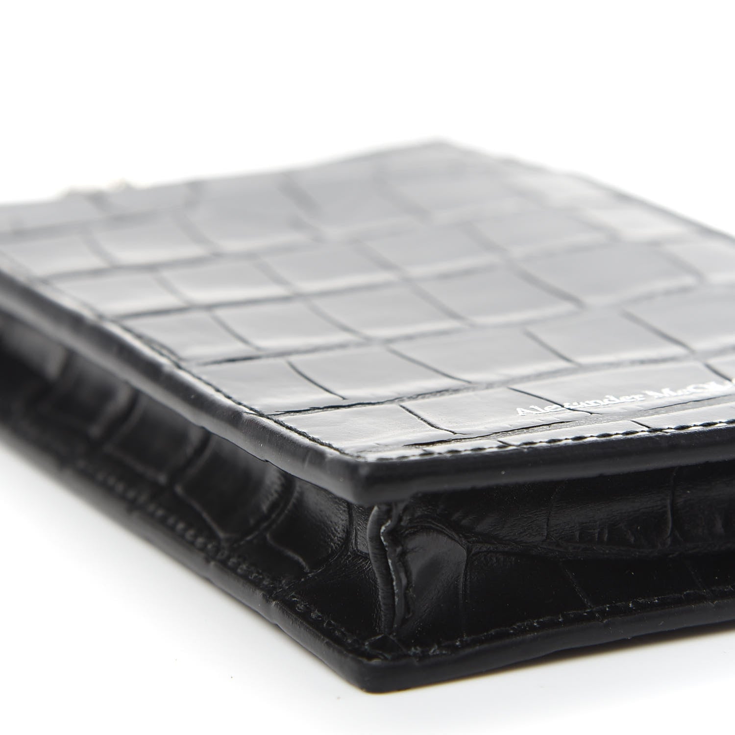 Alexander McQueen Crocodile Embossed Chain Phone Case Black 8 of 9