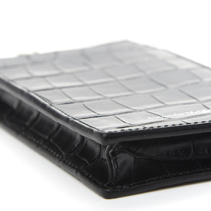 Alexander McQueen Crocodile Embossed Chain Phone Case Black 8 of 9