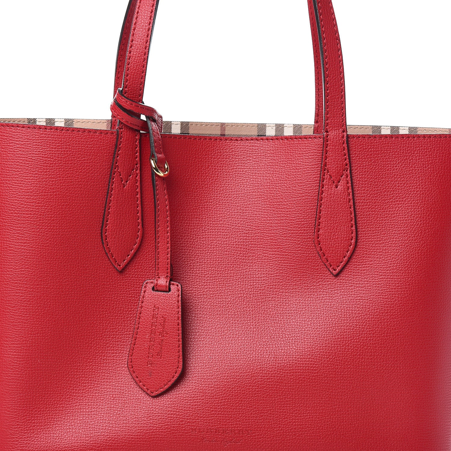 Burberry Haymarket Check Small Reversible Tote Poppy Red 12 of 12