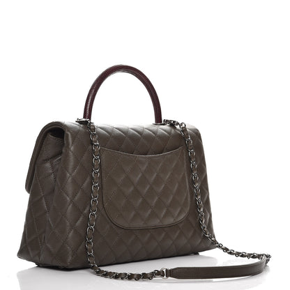 Chanel Caviar Lizard Quilted Medium Coco Handle Flap Khaki 4 of 8