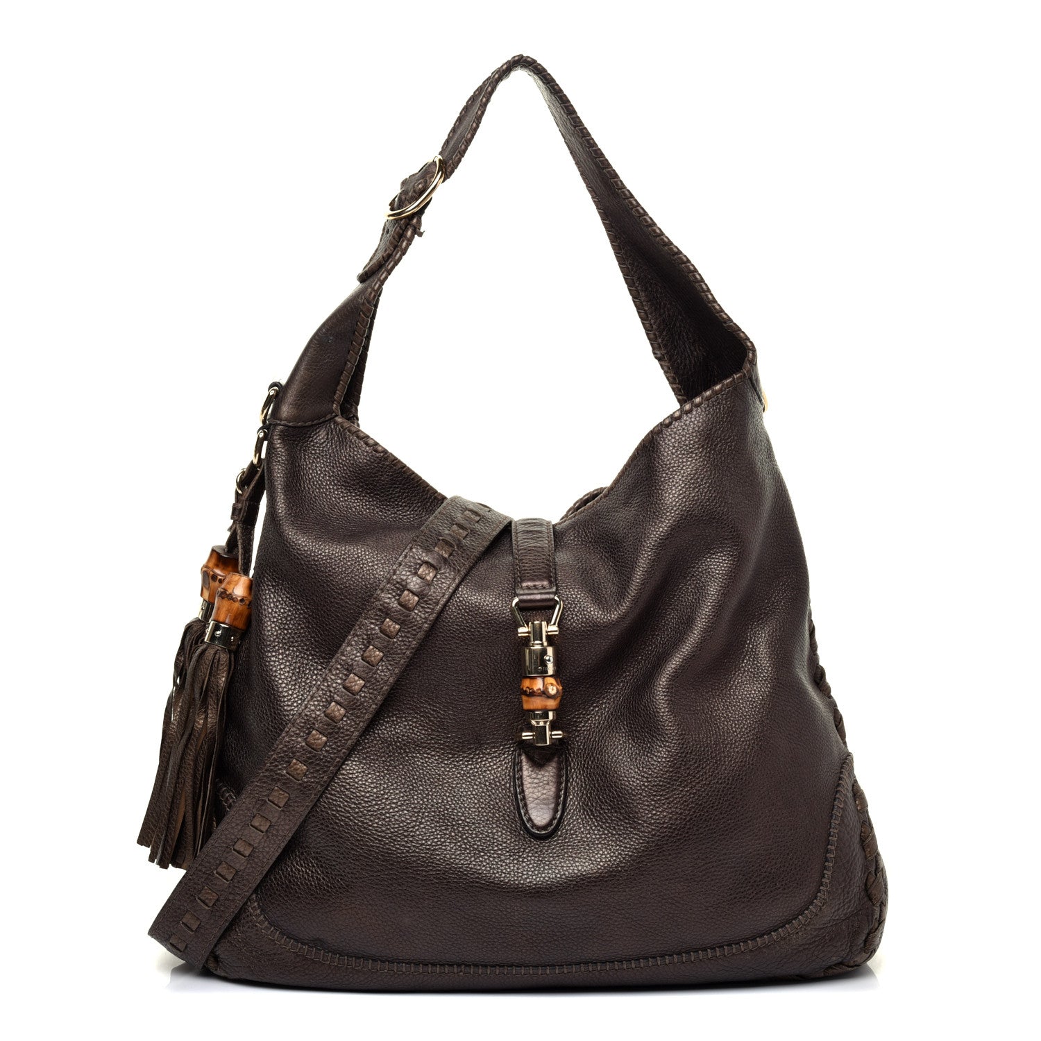 Gucci Metallic Pebbled Calfskin Large New Jackie Shoulder Bag Bronze 1 of 11