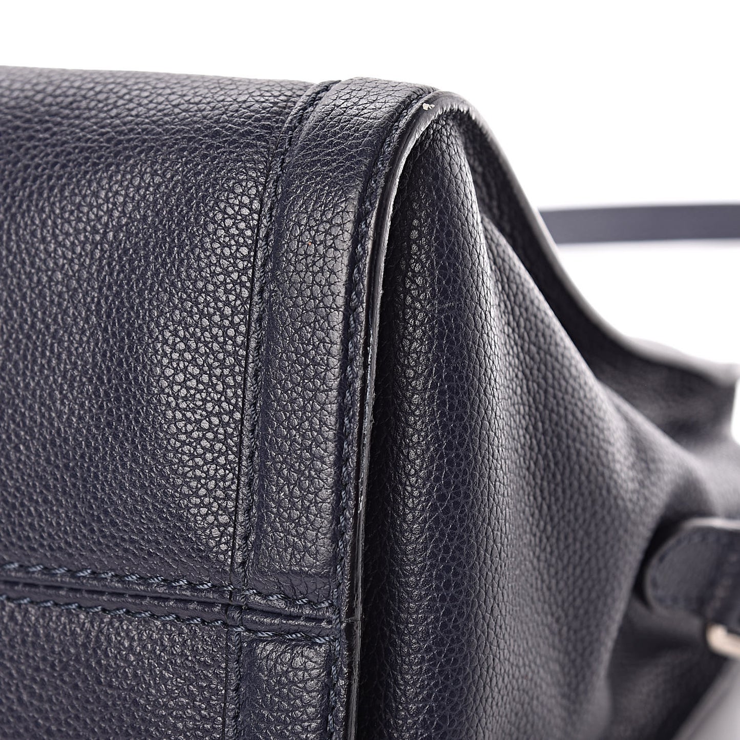 Pebbled Calfskin Small Skull Padlock Zip Around Tote Navy