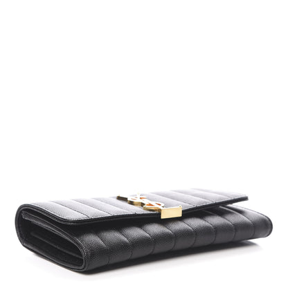 Saint Laurent Grain De Poudre Matelasse Monogram Large Vicky Continental Wallet Black 4 of 8