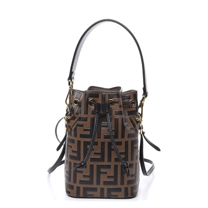 Fendi Vitello Liberty F is Fendi Bi-Color FF 1974 Embossed Mini Mon Tresor Bucket Bag Maya Black 1 of 9