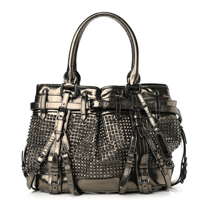 Burberry Metallic Patent Studded Rowan Pewter 1 of 13