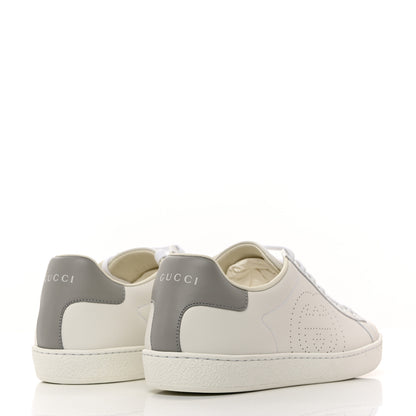 Gucci Calfskin Interlocking G Perforated Womens Ace Sneakers 40 White Grey Sky 4 of 9