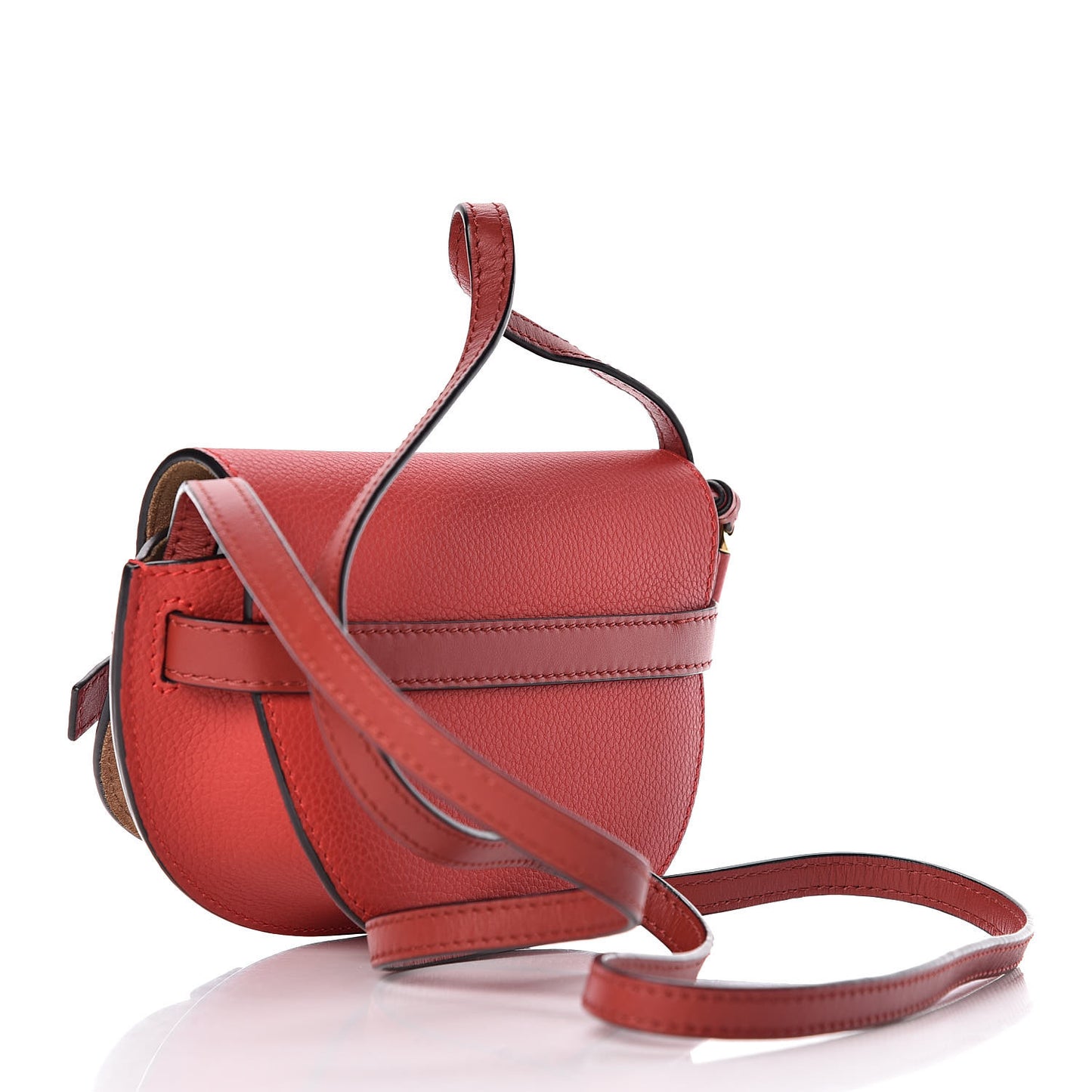 Grained Calfskin Mini Gate Crossbody Bag Scarlet Burnt Red
