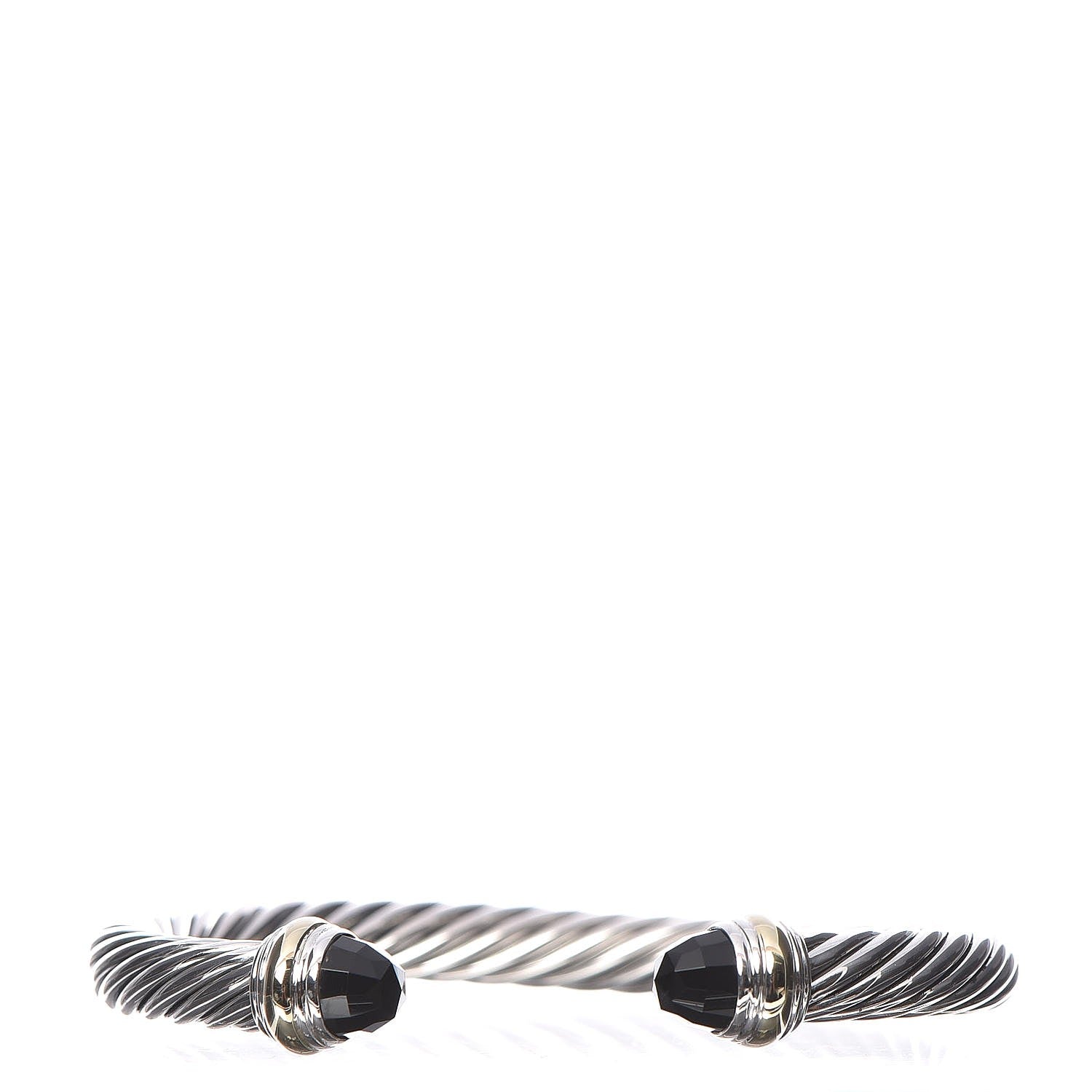 David Yurman Sterling Silver 14K Yellow Gold Black Onyx 5mm Cable Classics Bracelet 1 of 5