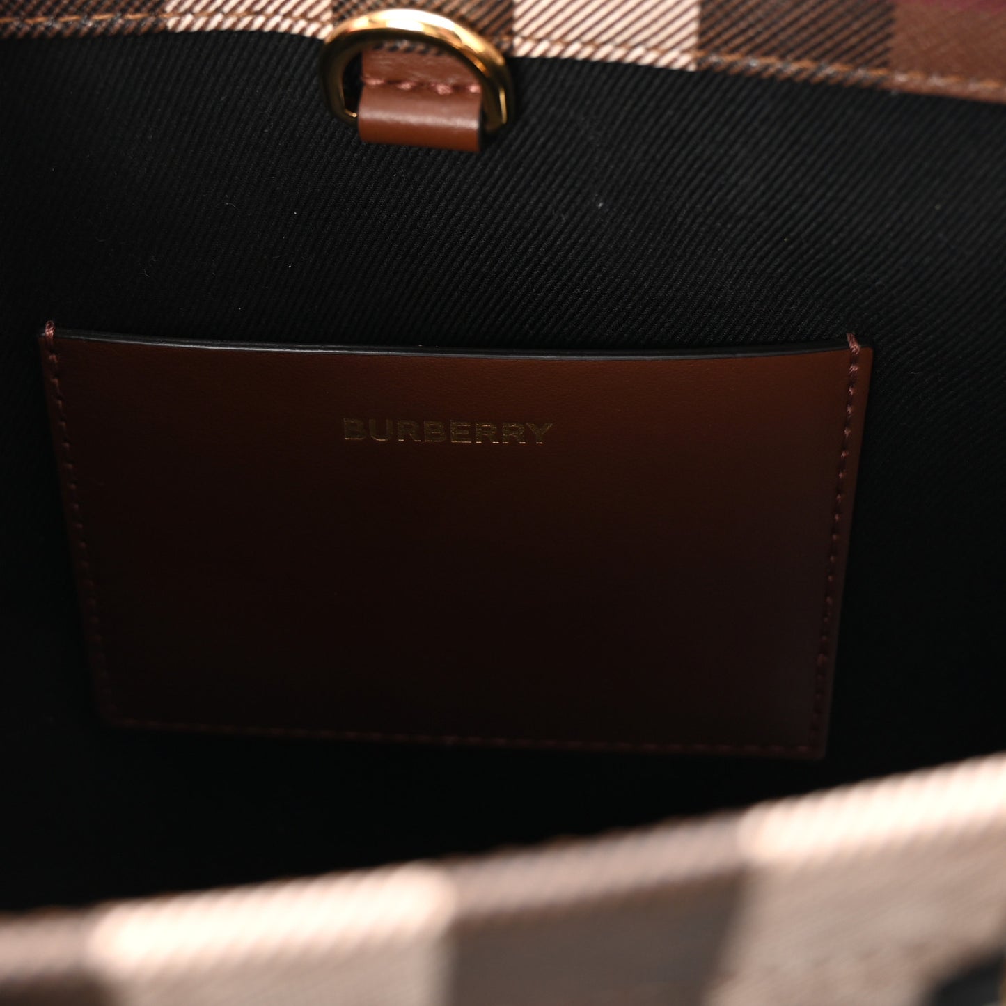 E-Canvas Check Calfskin Mini Freya Tote Dark Birch Brown