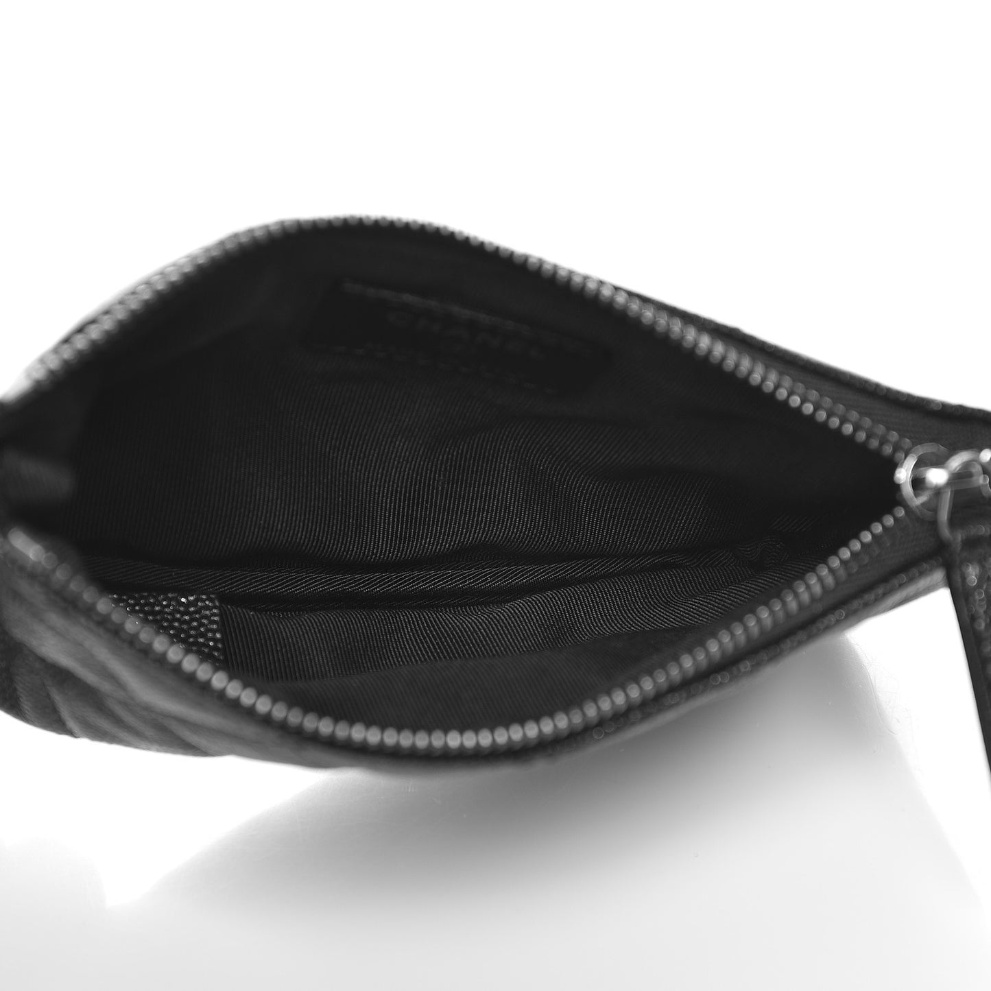 Iridescent Caviar Quilted Small Cosmetic Case Black