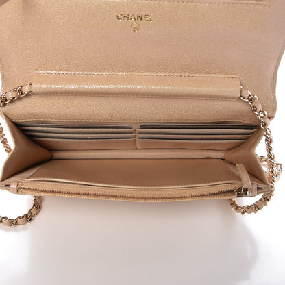 Chanel Iridescent Caviar Quilted Wallet On Chain WOC Beige 9 of 15
