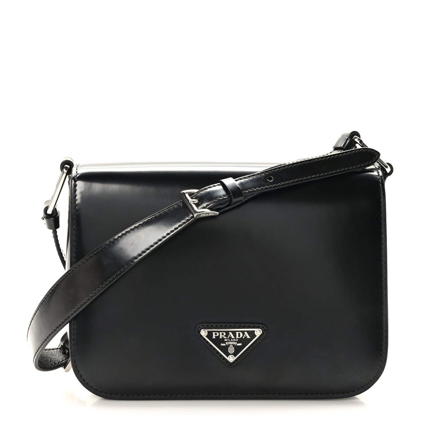 Spazzolato Flap Shoulder Bag Black