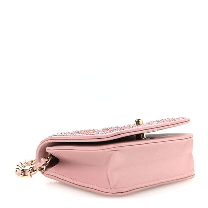 Chanel Lambskin Crystal Diamante Clutch With Chain Light Pink 3 of 11