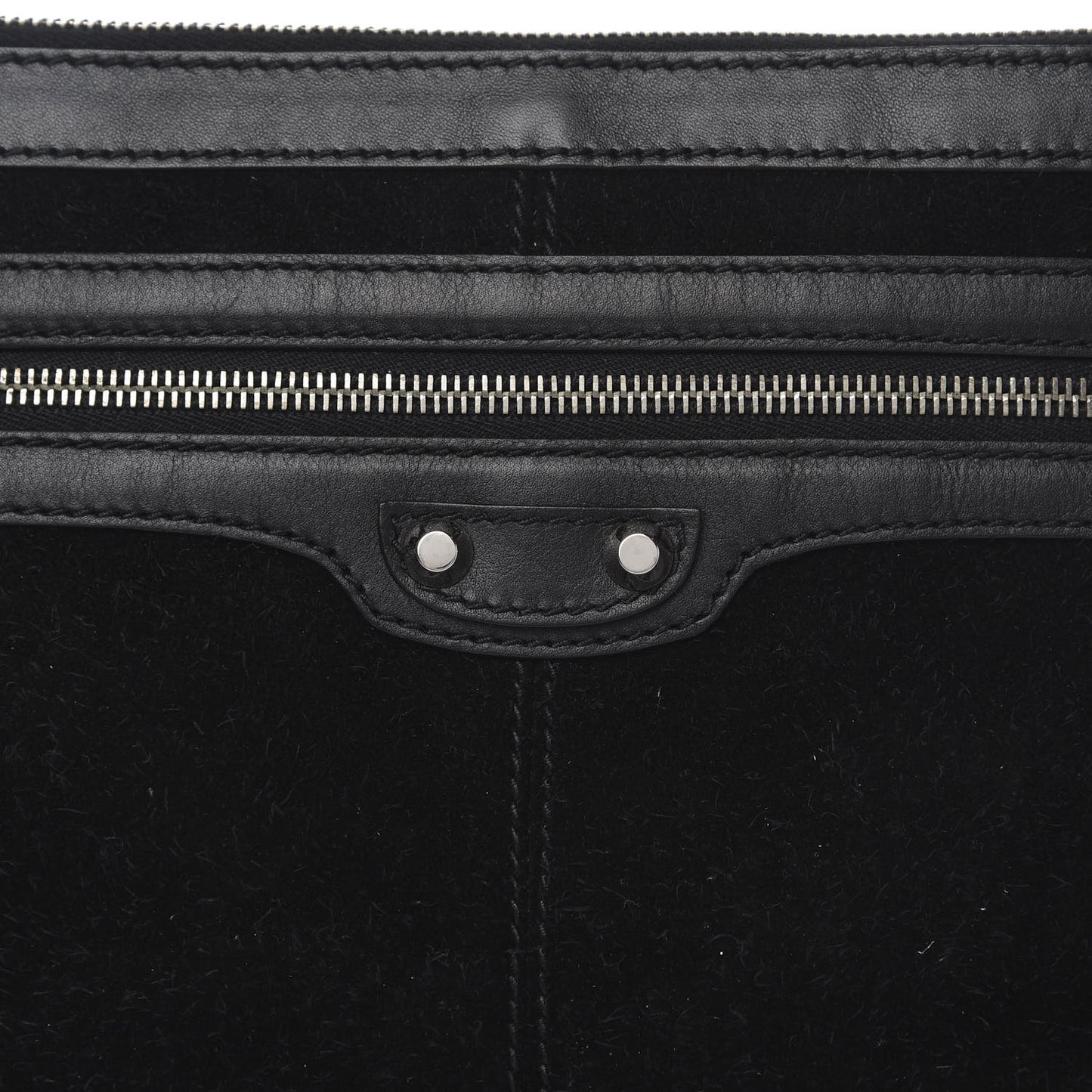 Suede Arena Lambskin Classic Hardware City Medium Pouch Black