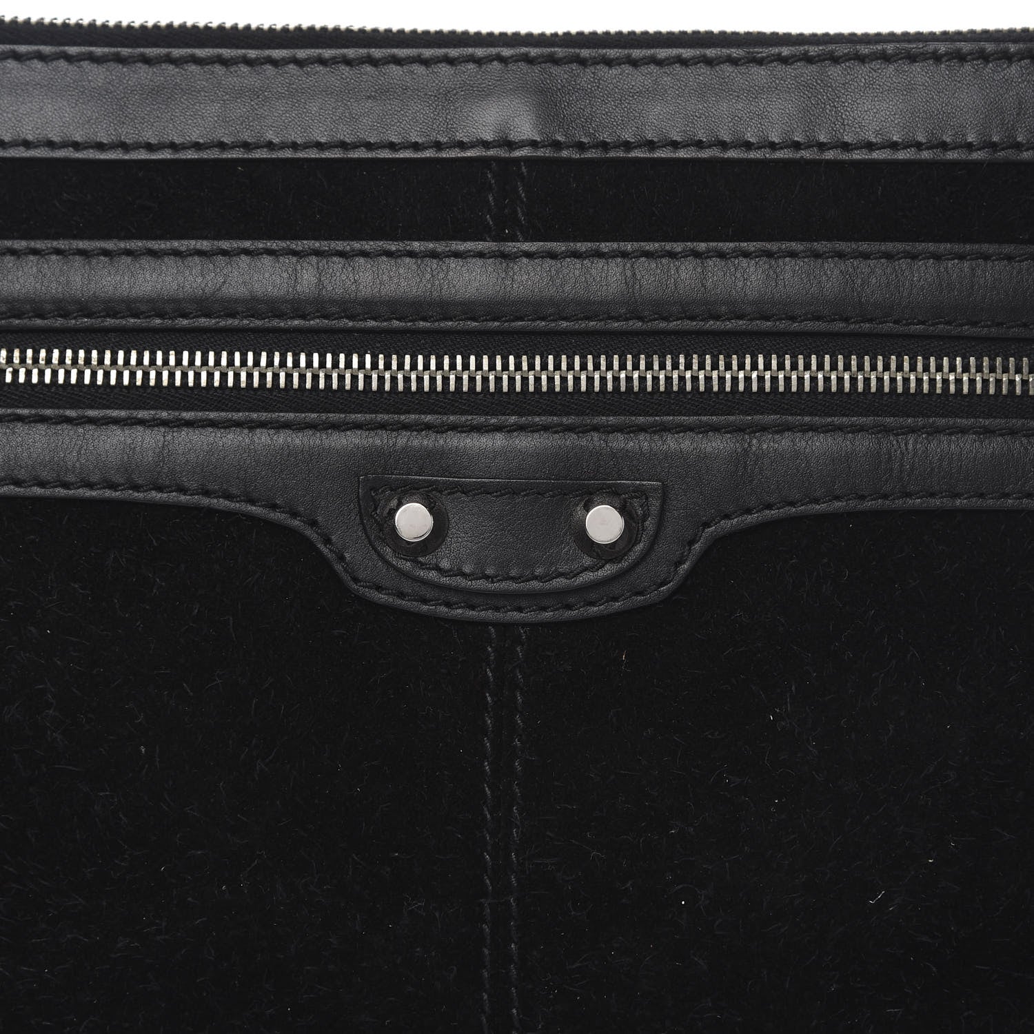 Balenciaga Suede Arena Lambskin Classic Hardware City Medium Pouch Black 9 of 9