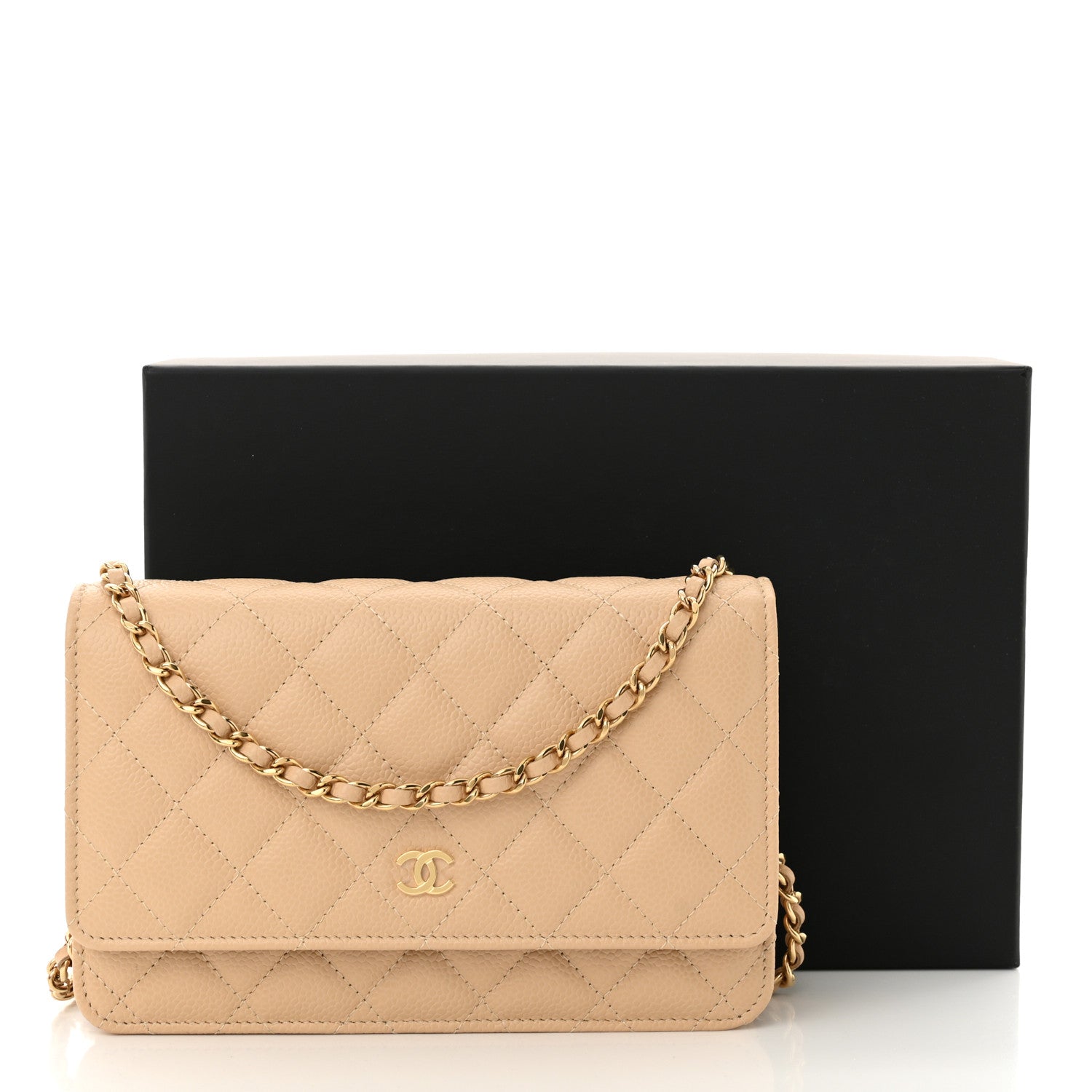 Chanel Caviar Quilted Wallet on Chain WOC Beige 12 of 12