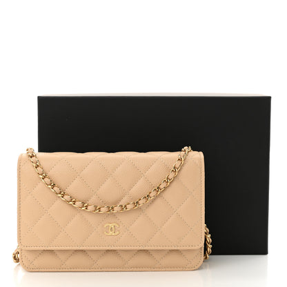 Chanel Caviar Quilted Wallet on Chain WOC Beige 12 of 12