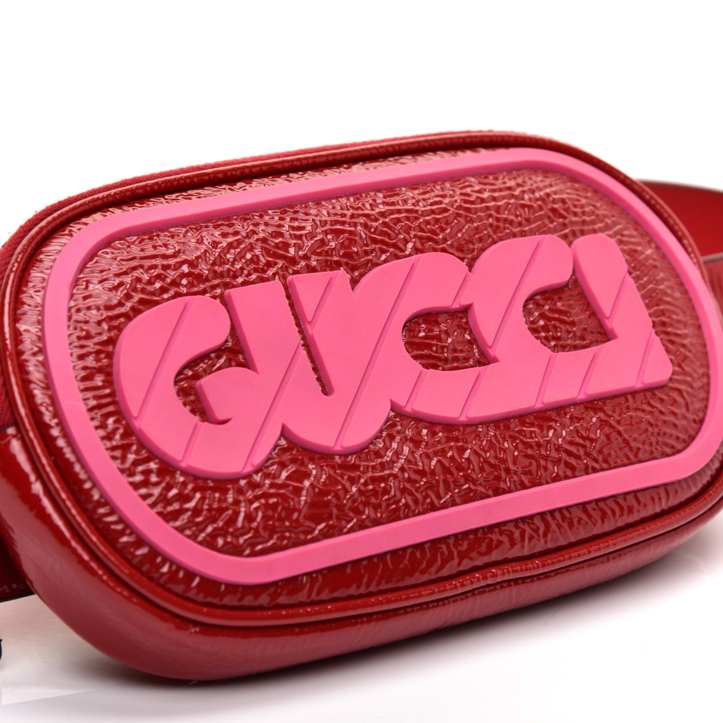 Patent Rubber Game Patch Logo Belt Bag 75 30 Hibiscus Red