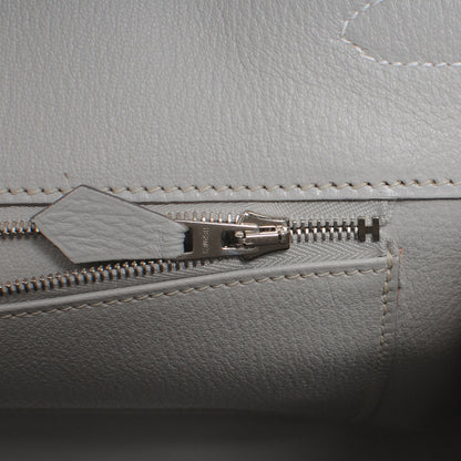 Hermes Taurillon Clemence Lizard Club Birkin 35 Blanc Gris Perle Sanguine 9 of 10