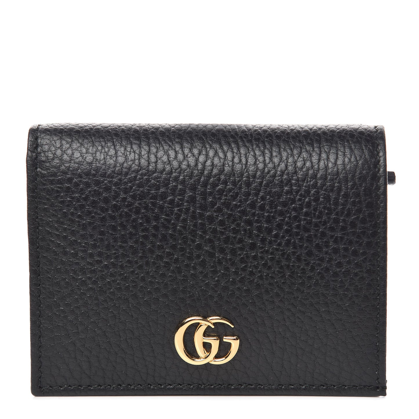 Pebbled Calfskin GG Marmont Card Case Black