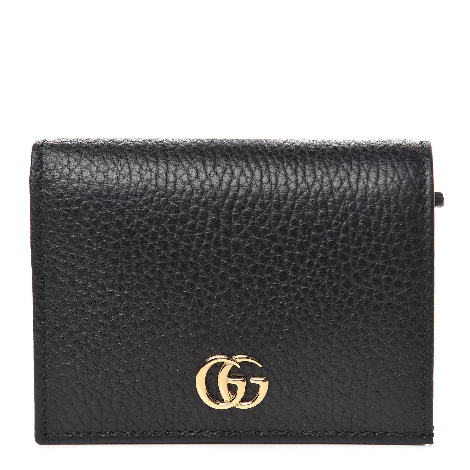Gucci Pebbled Calfskin GG Marmont Card Case Black 1 of 8