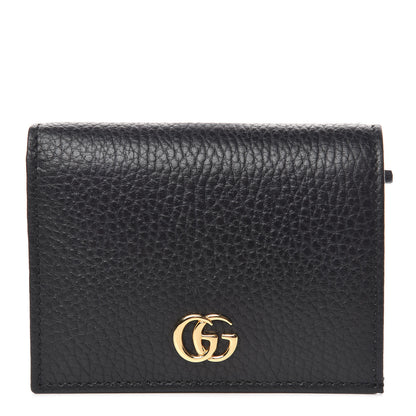 Gucci Pebbled Calfskin GG Marmont Card Case Black 1 of 8