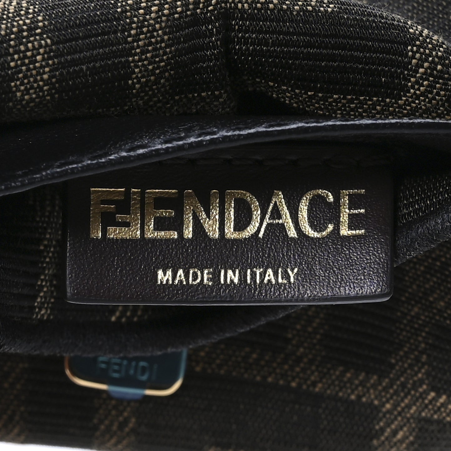 X VERSACE Fabric Jacquard Fendace FF Nano Brooch Baguette Tobacco Black