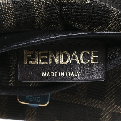 Fendi X VERSACE Fabric Jacquard Fendace FF Nano Brooch Baguette Tobacco Black 6 of 9