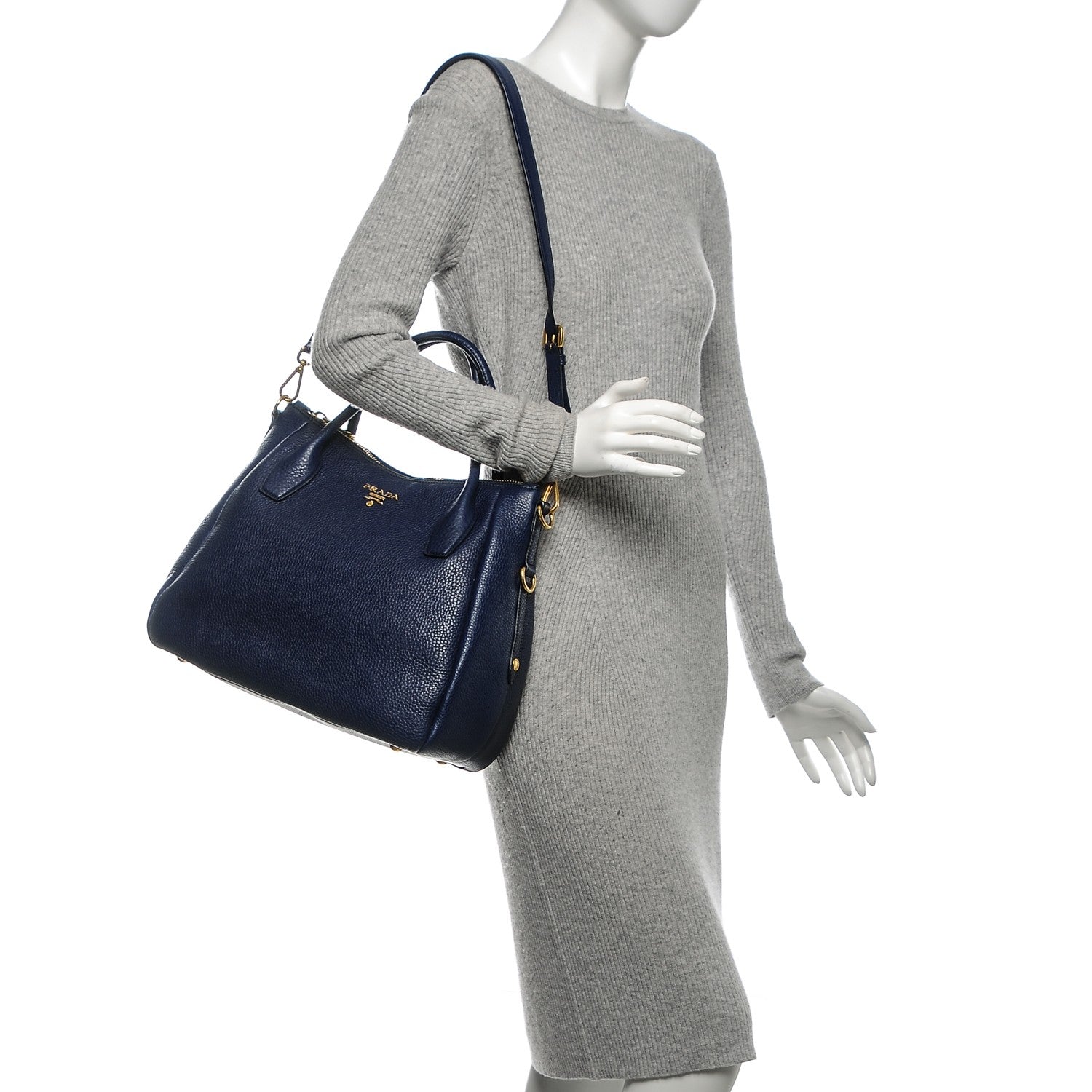 Prada Vitello Daino Tote Inchiostro 2 of 6