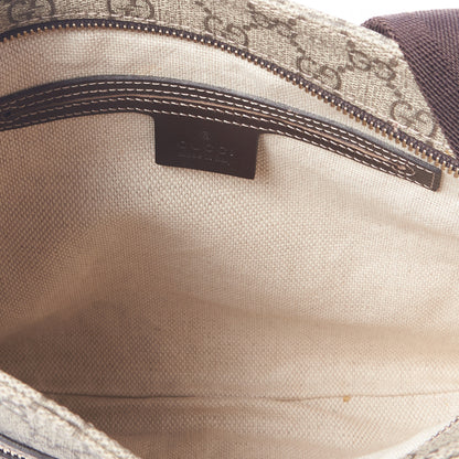 Gucci GG Supreme Monogram Selleria Calfskin Small Flat Side Zip Messenger Bag Beige Ebony Cocoa Dark Chocolate 7 of 9