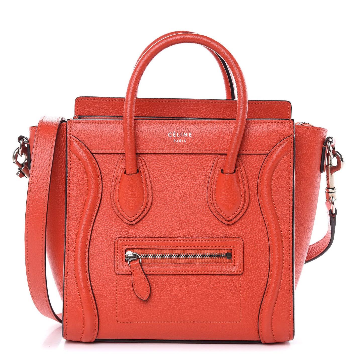 Drummed Calfskin Nano Luggage Vermillion