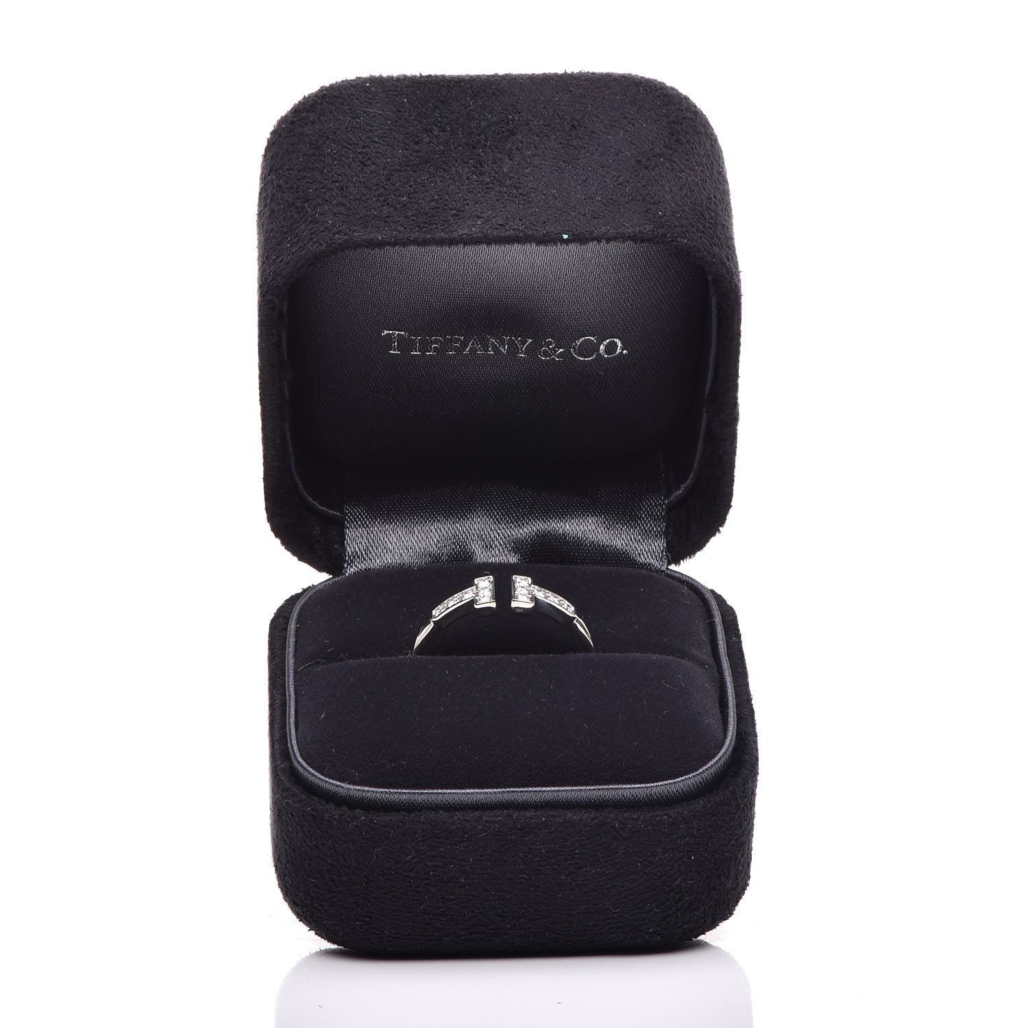 Tiffany 18K White Gold Diamond T Wire Ring 52 6 5 of 5