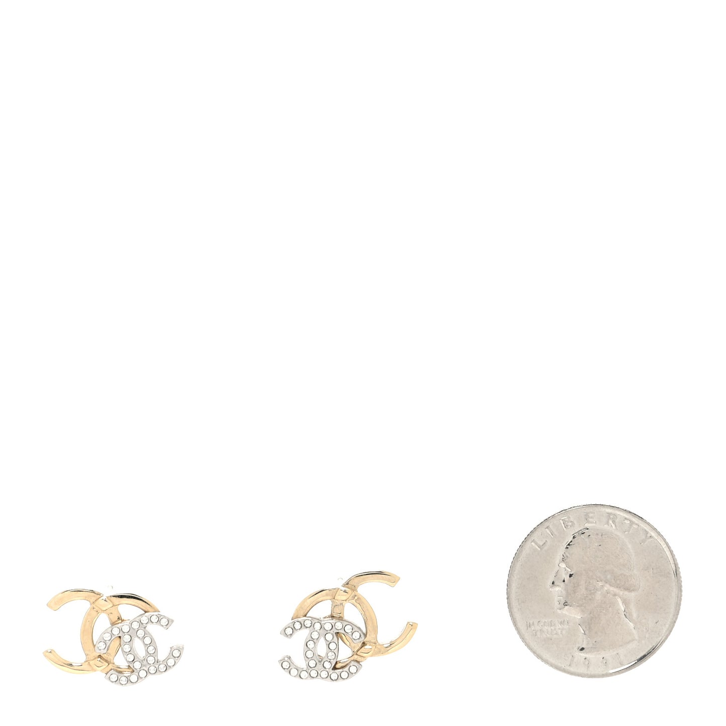 Crystal Double CC Earrings Gold Silver