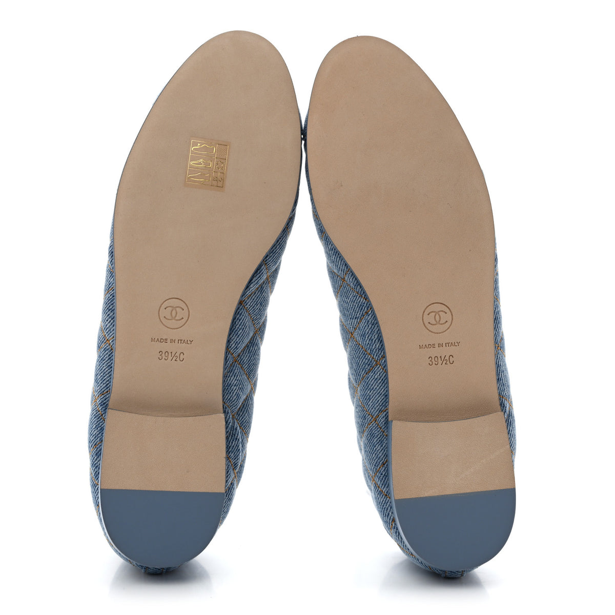 Chanel Denim Quilted CC Cap Toe Ballerina Flats 39.5 Light Blue 6 of 10