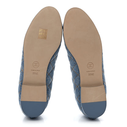 Chanel Denim Quilted CC Cap Toe Ballerina Flats 39.5 Light Blue 6 of 10