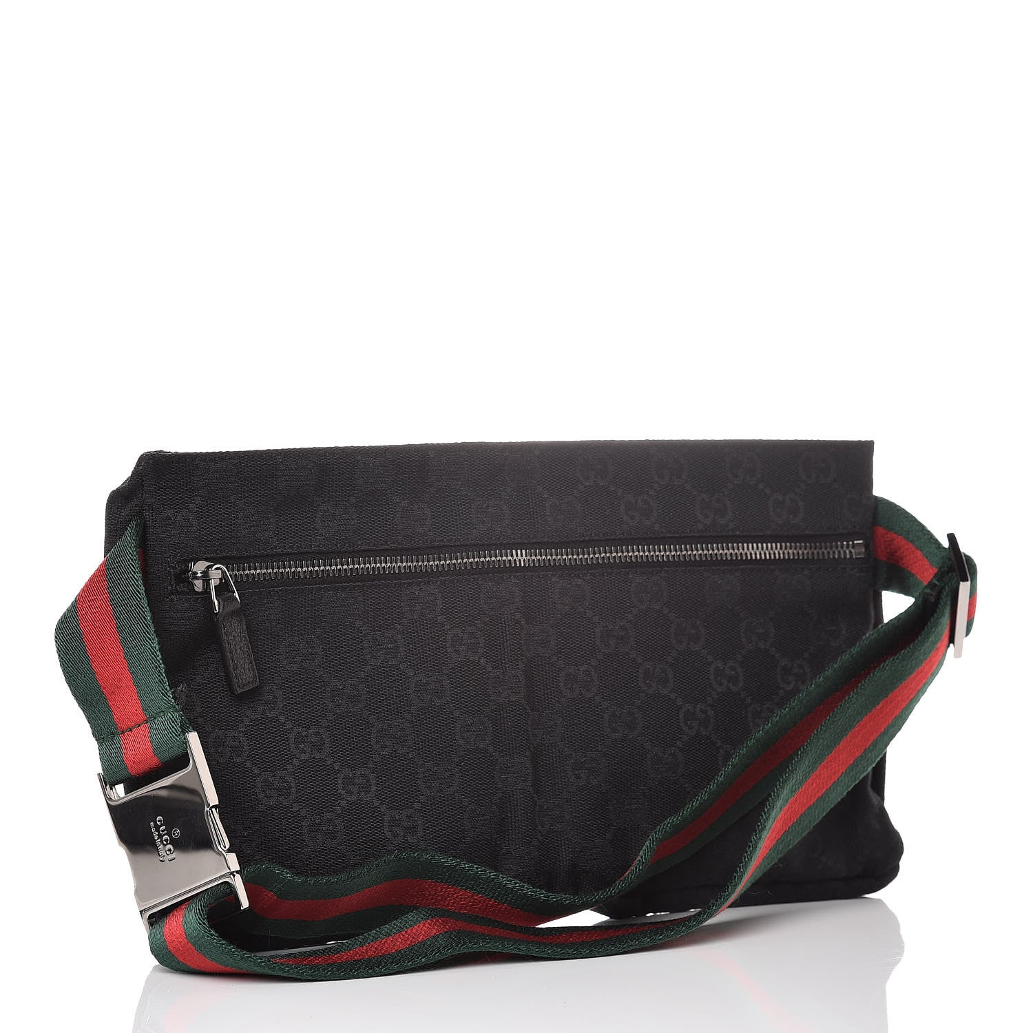 Gucci GG Monogram Web Double Pocket Belt Bag Black 3 of 9